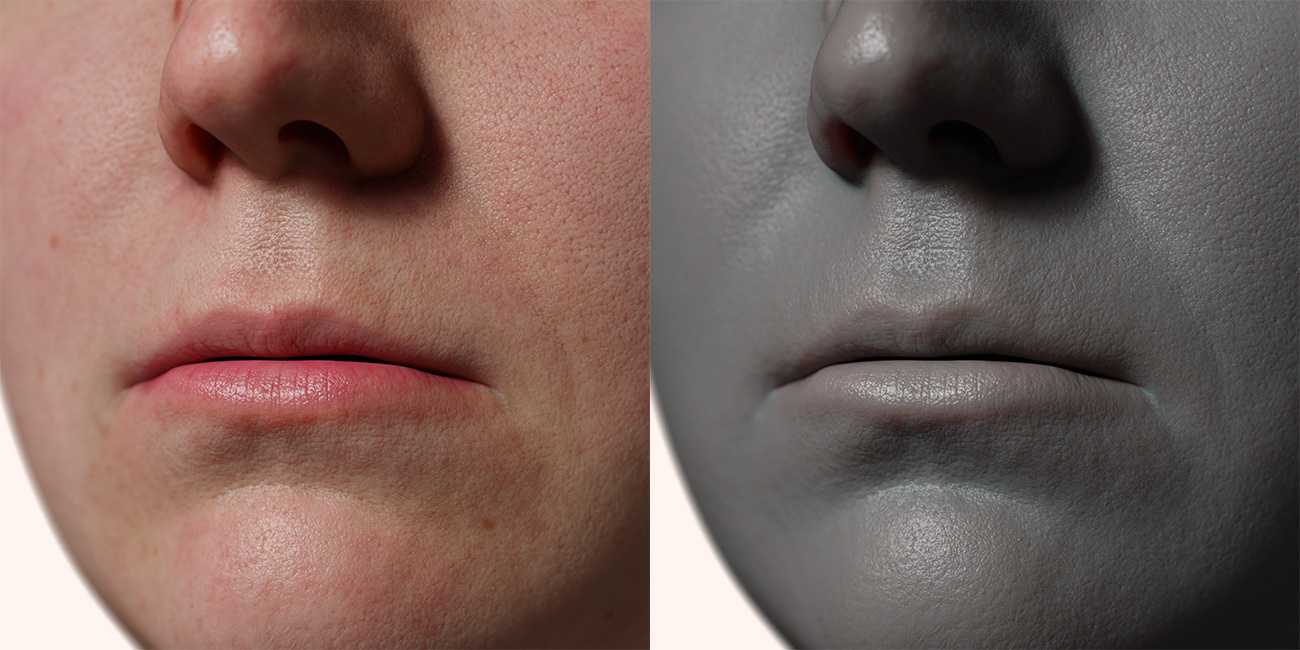 Female head scan skin pore details 